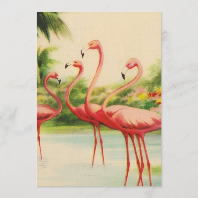 Vintage Flamingos Einladung (Vorderseite)