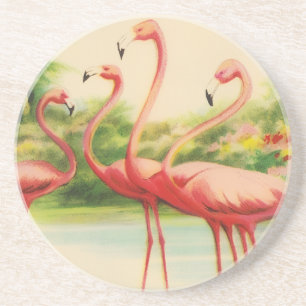 Vintage Flamingos Getränkeuntersetzer