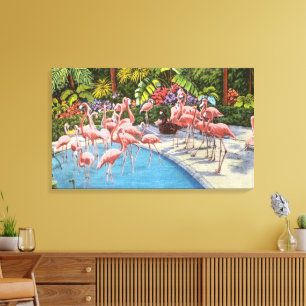 Vintage Flamingos in Florida Leinwanddruck