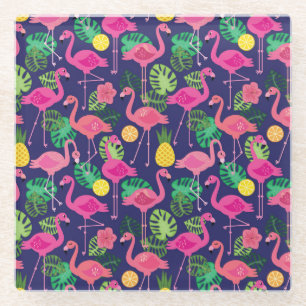 Vintage Flamingos, Sommerelemente Glasuntersetzer