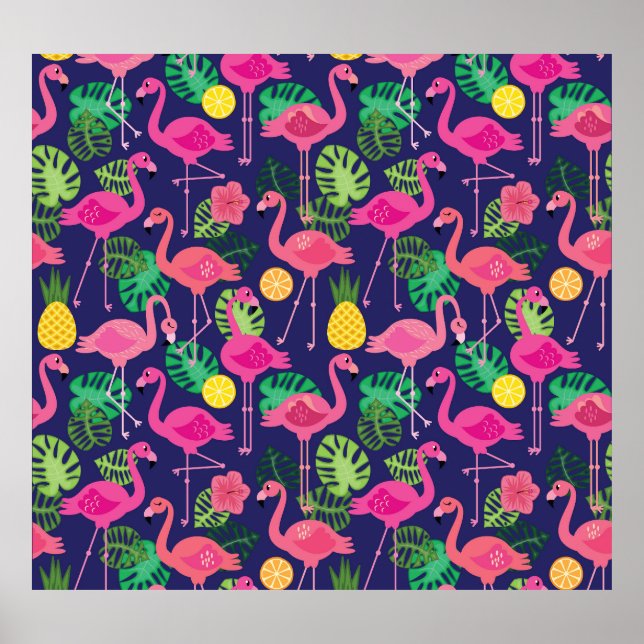Vintage Flamingos, Sommerelemente Poster (Vorne)