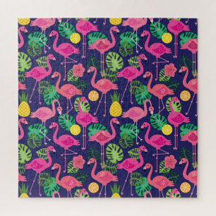 Vintage Flamingos, Sommerelemente Puzzle