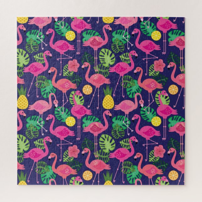 Vintage Flamingos, Sommerelemente Puzzle (Vertikal)