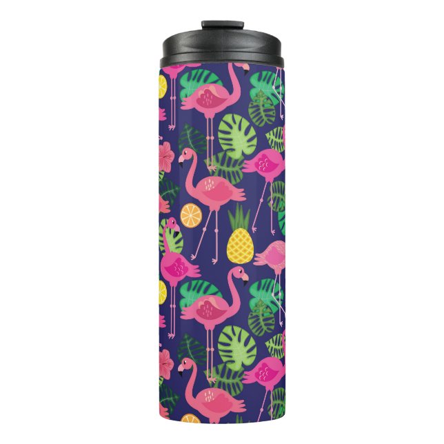 Vintage Flamingos, Sommerelemente Thermosbecher (Vorderseite)