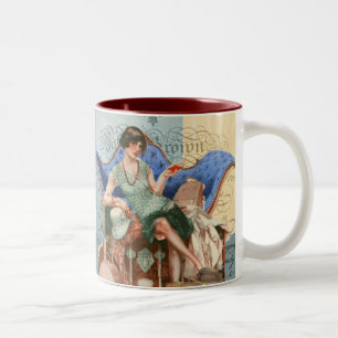Vintage Flapper-Girl in Paris Zweifarbige Tasse