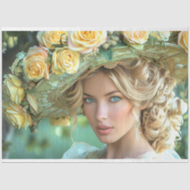 Vintage Flapper Lady in Gelbtöpfen Seidenpapier