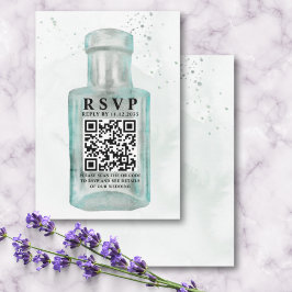 Vintage Flasche QR Code Hochzeit RSVP Karte