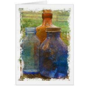 Vintage Flaschen mit weißem Grunge-Rand