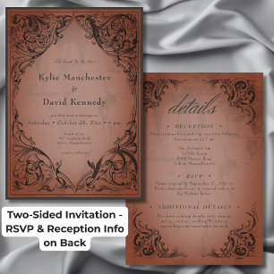 Vintage-Fledermaus-bis-zum-Tode-Rost-Hochzeit-Doub Einladung