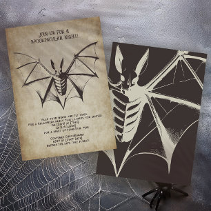 Vintage-Fledermaus-Halloween-Party-Einladung Einladung