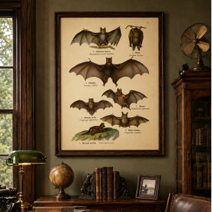 Vintage Fledermaus-Illustrationen Poster