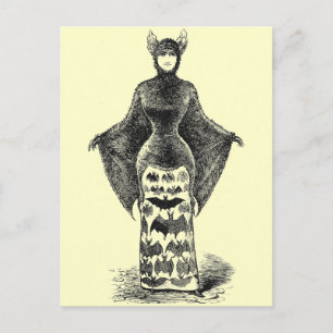 Vintage-Fledermaus-Lady Postkarte