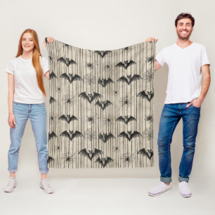 Vintage Fledermäuse und Spinnennetze auf gestreift Fleecedecke