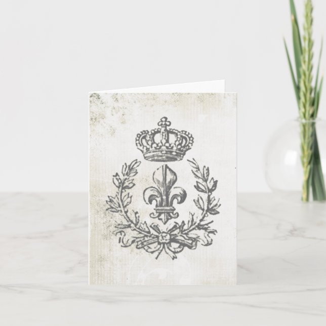 Vintage Fleur de Lis and Crown-notecard Karte (Vorderseite)