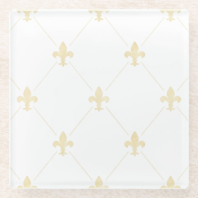 Vintage Fleur-de-lis Glasuntersetzer (Vorderseite)