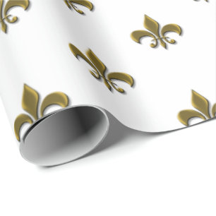 Vintage Fleur de Lis Petite Weiße Französische Geschenkpapier