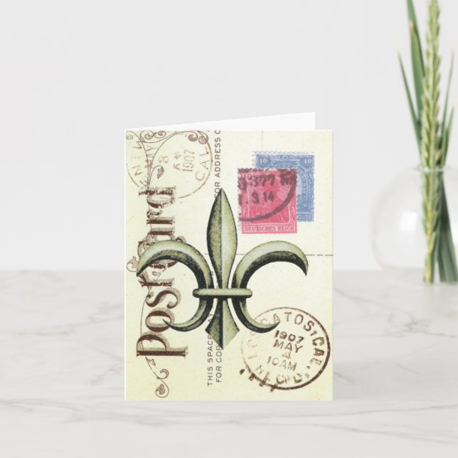 Vintage-Fleur de Lis postage-notecard Karte (Vorderseite)