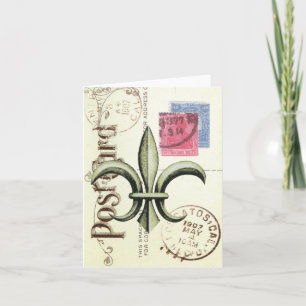 Vintage-Fleur de Lis postage-notecard Karte