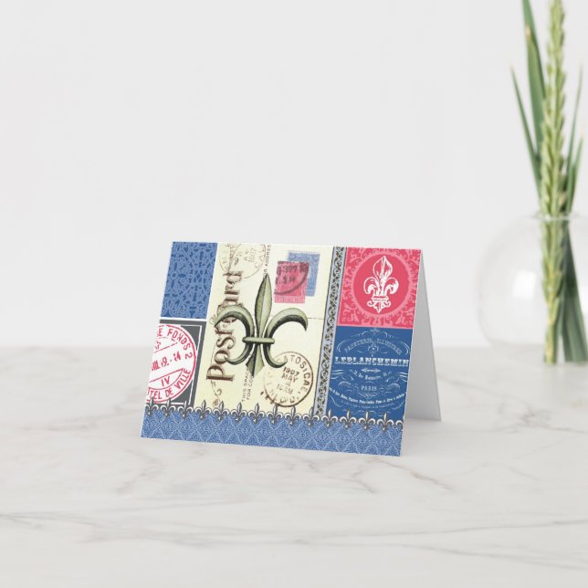 Vintage-Fleur de Lis postage-notecard Karte (Vorderseite)