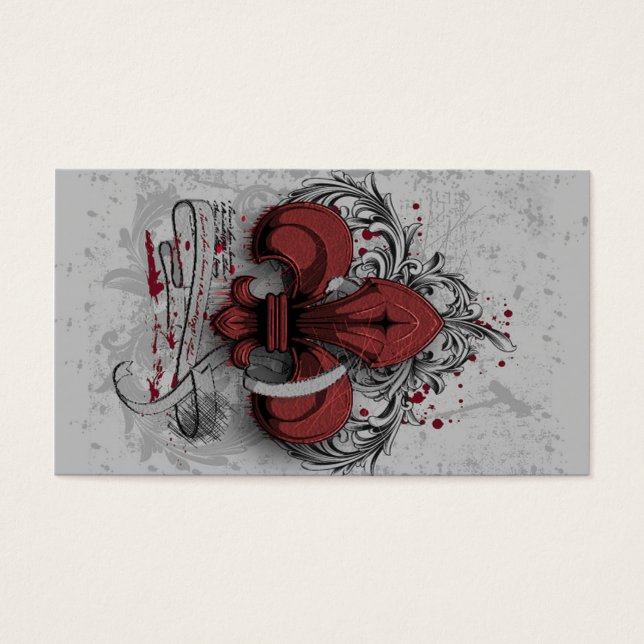 Vintage Fleur-de-lis-Rot-Metal-Grunge-Effekte (Vorderseite)