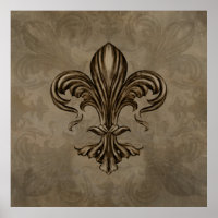 Vintage Fleur-de-lis Sepia