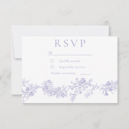 Vintage Flieder Blumen Hochzeit RSVP Karte
