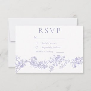 Vintage Flieder Blumen Hochzeit RSVP Karte