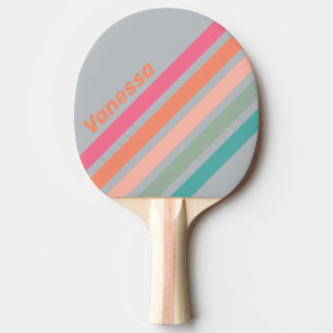 Vintage Flieder Charme Schrägstreifen mit Namen Tischtennis Schläger