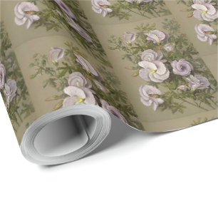 Vintage Flieder Hibiskus Lila Blumen Floral Geschenkpapier
