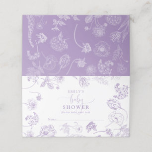 Vintage Flieder Lavendel Floral Schrift Baby Showe Platzkarte