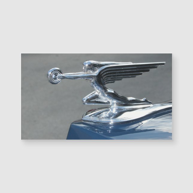 Vintage Fliegen-Dame Hood Ornament Magnetkarte (Vorderseite)