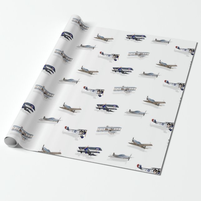 Vintage Fliegen-Flugzeuge Geschenkpapier (Ungerollt)