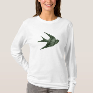 Vintage Fliegende Schwalbe im Holzschnitt-Stil T-Shirt