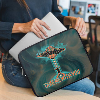 Vintage-Fliegende Untertasse im Stil der 60er Jahr Laptopschutzhülle