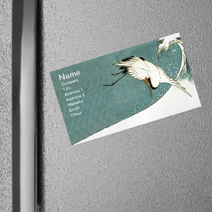 Vintage fliegender Kranich Ozeanwelle Magnetische Visitenkarte