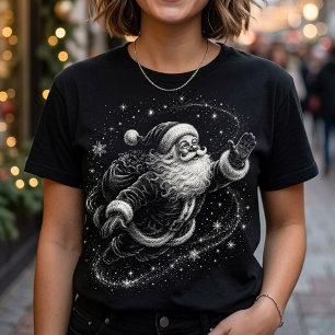 Vintage-Fliegender-Weihnachtsmann-Skizze Weihnacht T-Shirt