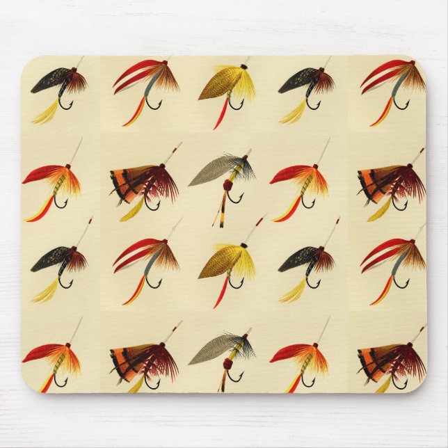 Vintage-Fliegenfischen-Seefischer-Köder-Angler Mousepad (Vorne)