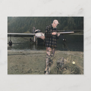 Vintage Fliegenfischerei Seefliegerflugzeug kolori Postkarte