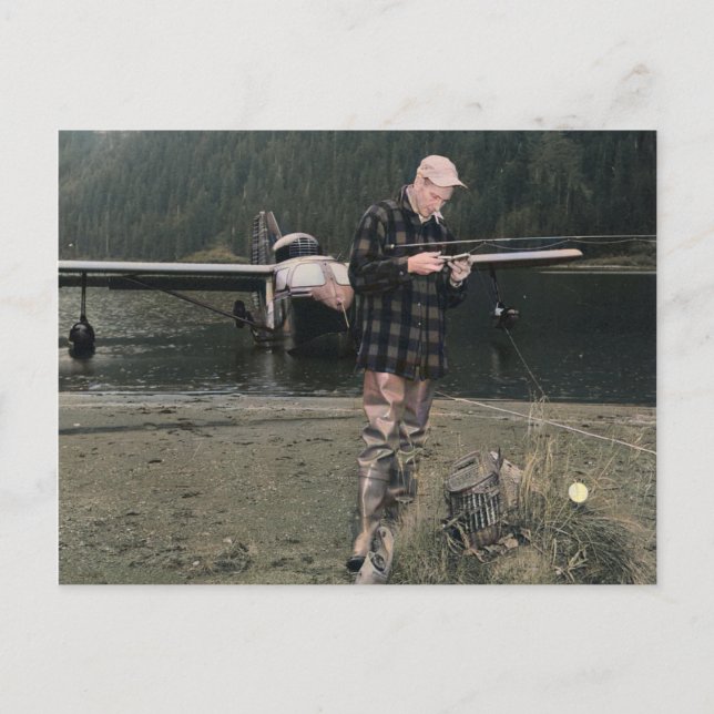 Vintage Fliegenfischerei Seefliegerflugzeug kolori Postkarte (Vorderseite)