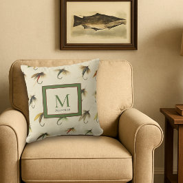 Vintage Fliegenfischerei Wasserfarben Wassersportz Kissen