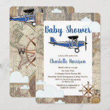 Vintage-Flieger-Flugzeug-Weltreise-Baby-Party