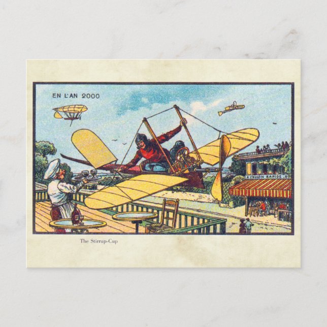 Vintage Fliegmaschinen - Farbkunst Postkarte (Vorderseite)