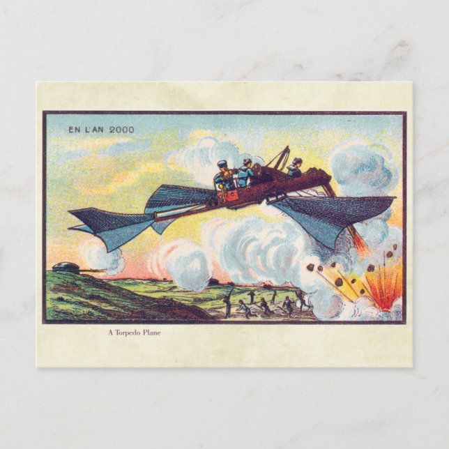 Vintage Fliegmaschinen - Farbkunst Postkarte (Vorderseite)