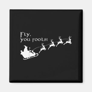 Vintage Fliegt ihr Narren Zauberer Weihnachtsmann Magnet