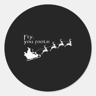 Vintage Fliegt ihr Narren Zauberer Weihnachtsmann Runder Aufkleber