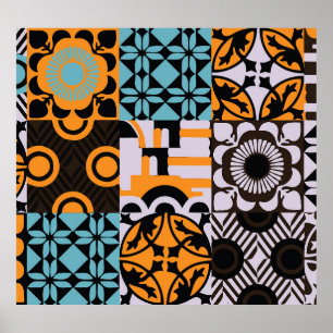 Vintage Fliesen: aufwändige Dekoration. Poster