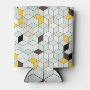 Vintage Fliesen, geometrisch Schwarz-weißes Muster Dosenkühler