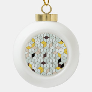 Vintage Fliesen, geometrisch Schwarz-weißes Muster Keramik Kugel-Ornament