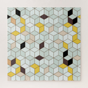Vintage Fliesen, geometrisch Schwarz-weißes Muster Puzzle