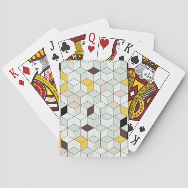 Vintage Fliesen, geometrisch Schwarz-weißes Muster Spielkarten (Rückseite)